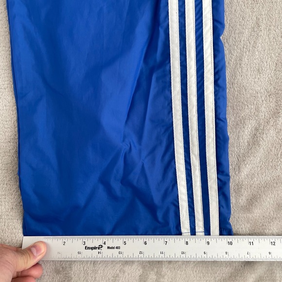 Vintage Adidas Track Pants Men Large (32x32) Blue Nylon 3 Stripes Ankle Zip 80s - Picture 10 of 11